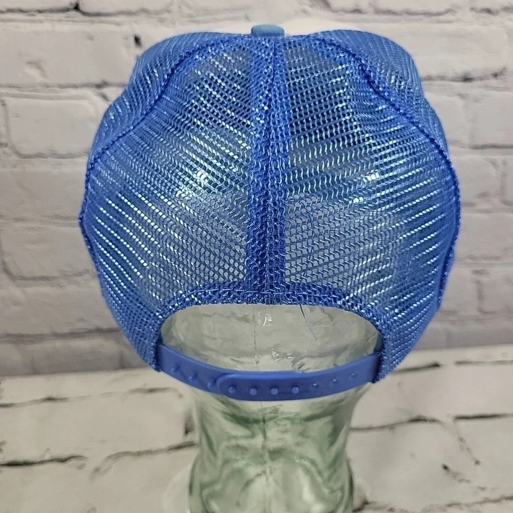 Vintage 80s Trucker Hat Dutch Girl Anniversary Blue Mesh‎ Snapback Otto Ball Cap